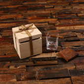 Walnut Coaster with Cigar Holding Whiskey Glass (Front)