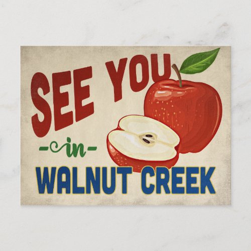 Walnut Creek California Apple _ Vintage Travel Postcard