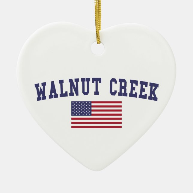 Walnut Creek US Flag Ceramic Ornament (Front)
