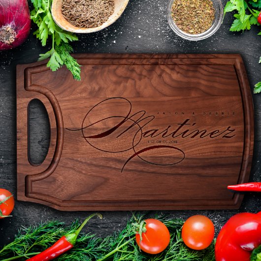 Walnut Cutting Board w/Juice Groove & Handle (Front)