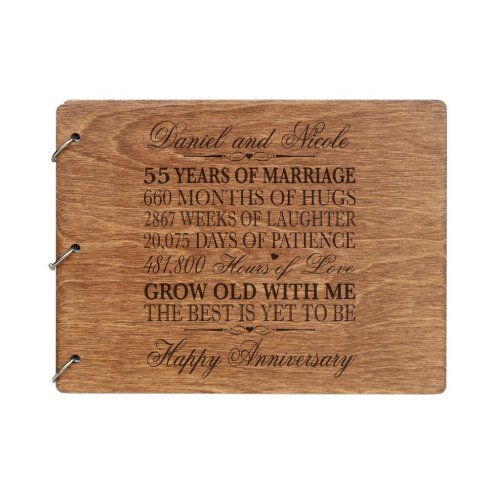 Walnut Etched 50th Wedding Anniversary Guest Book
