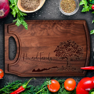 Walnut Family Tree Cutting Board w/Juice Groove