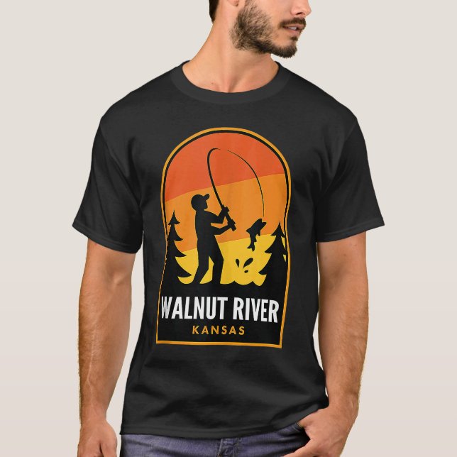 Walnut River Kansas Fishing T-Shirt (Front)