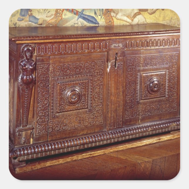 Walnut Sideboard, Lyonnais School Square Sticker (Front)