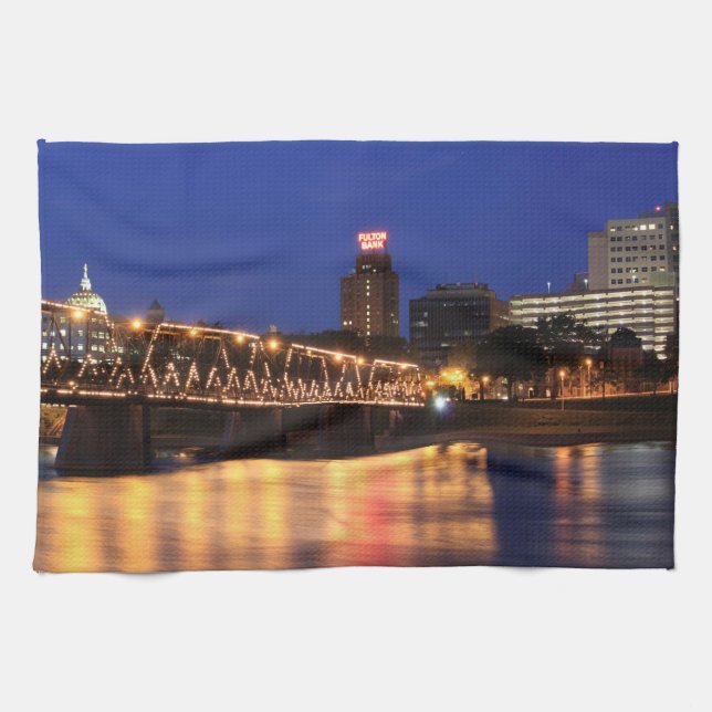 Walnut Street Bridge Harrisburg Pennsylvania Kitchen Towel (Horizontal)