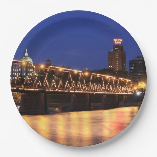 Walnut Street Bridge Harrisburg Pennsylvania Paper Plates (Front)