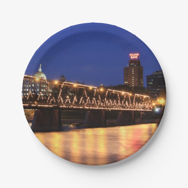 Walnut Street Bridge Harrisburg Pennsylvania Paper Plates (Front)