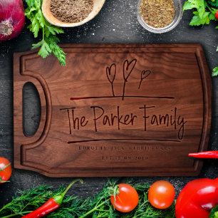 Walnut Three Hearts Cutting Board with Handle