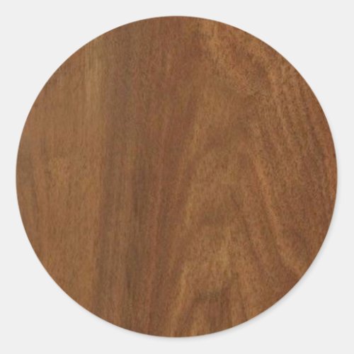 WALNUT WOOD American finish  blank blanche  TEXT Classic Round Sticker