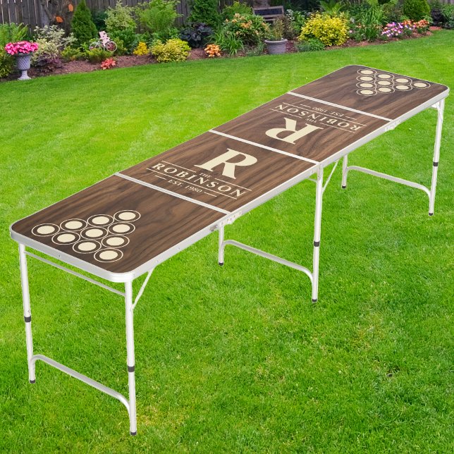Walnut Wood Family Name & Initial Beer Pong Table (Creator Uploaded)