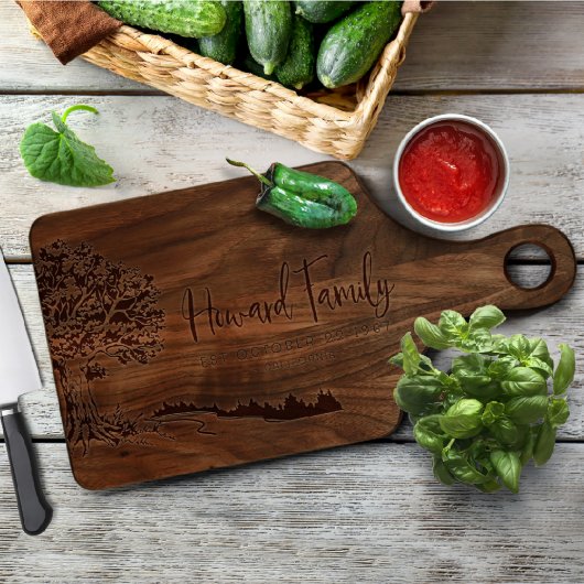 Walnut Wood Paddle Cutting Board w/Handle (Front)