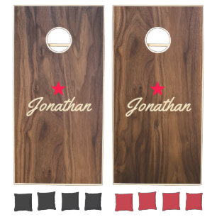 Walnut Wood Vintage Star Signature Cornhole Set