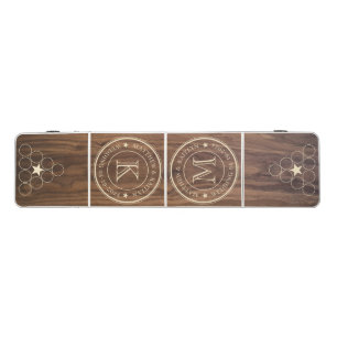 Walnut Wood Wedding Monogram Star Beer Pong Table