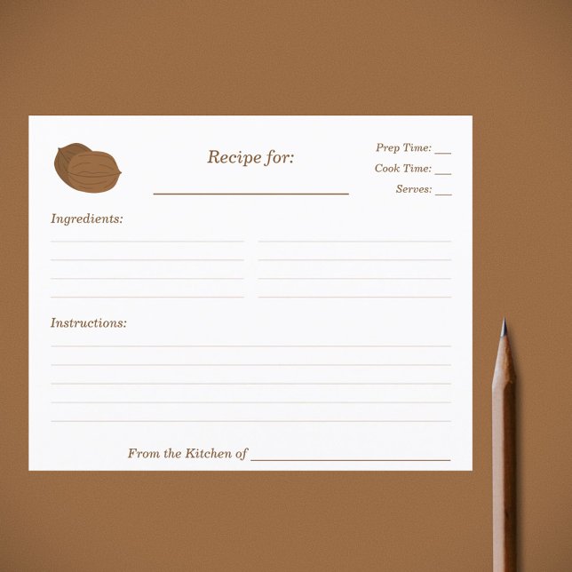 Walnuts Bridal Shower Recipe Card (Walnuts Recipe Card)