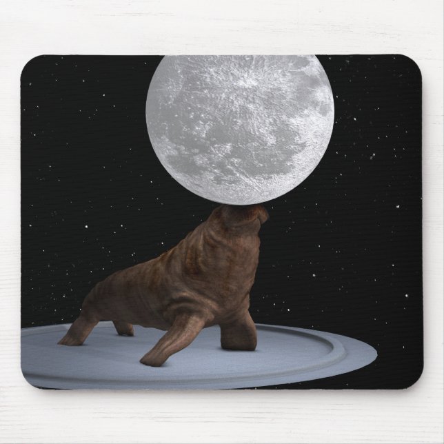 Walrus Balancing The Moon Mouse Pad (Front)