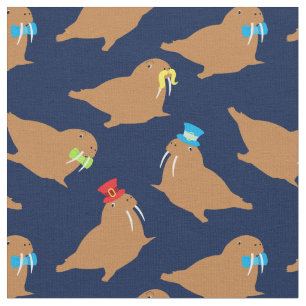 Walrus Cartoon Fabric