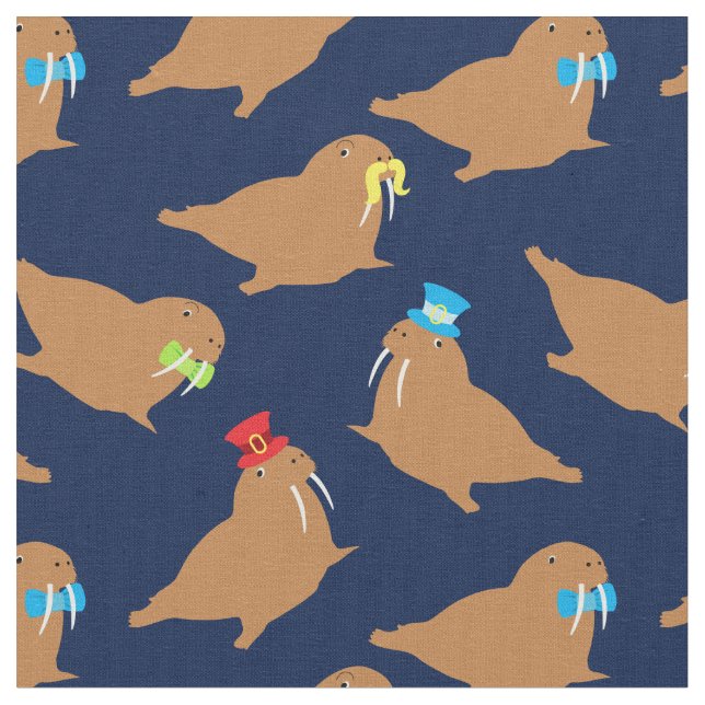 Walrus Cartoon Fabric (Close Up)