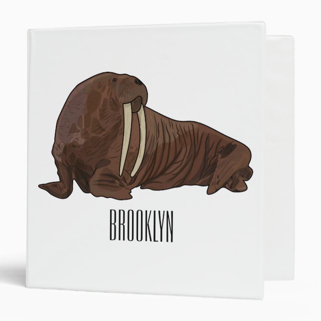 Walrus cartoon illustration 3 ring binder (Front/Inside)