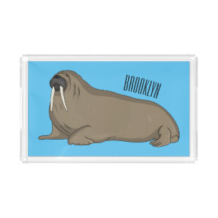Walrus cartoon illustration acrylic tray