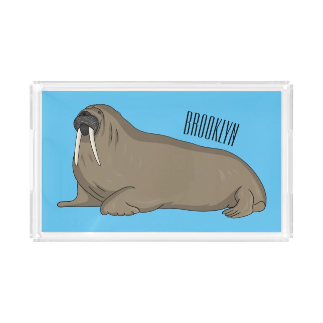 Walrus cartoon illustration  acrylic tray (Front)