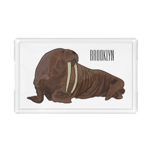 Walrus cartoon illustration acrylic tray