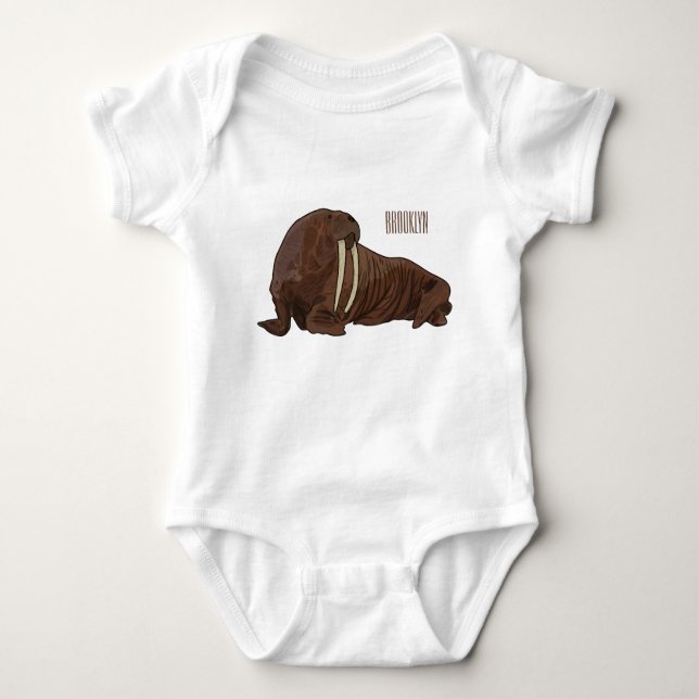 Walrus cartoon illustration baby bodysuit (Front)