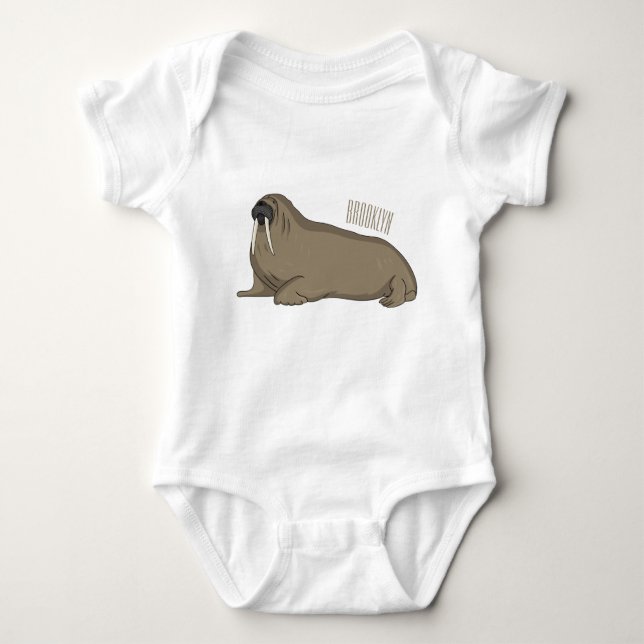 Walrus cartoon illustration  baby bodysuit (Front)