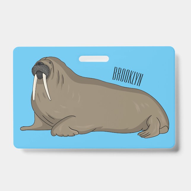 Walrus cartoon illustration badge (Front)