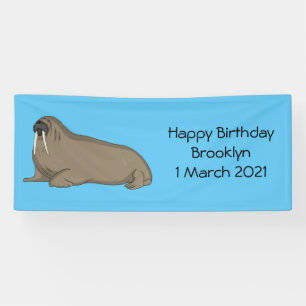 Walrus cartoon illustration banner