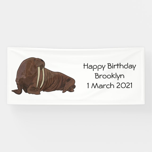 Walrus cartoon illustration banner (Horizontal)