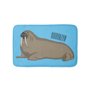 Walrus cartoon illustration bath mat