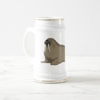 Walrus cartoon illustration  beer stein