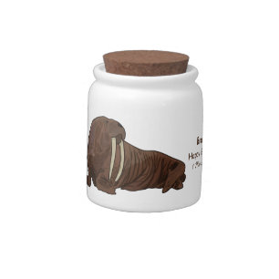Walrus cartoon illustration candy jar