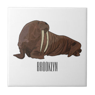 Walrus cartoon illustration ceramic tile