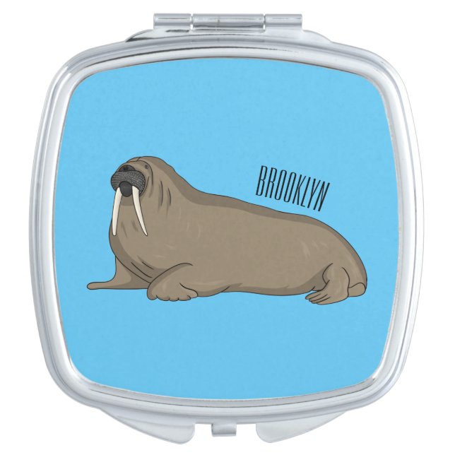 Walrus cartoon illustration  compact mirror (Front)