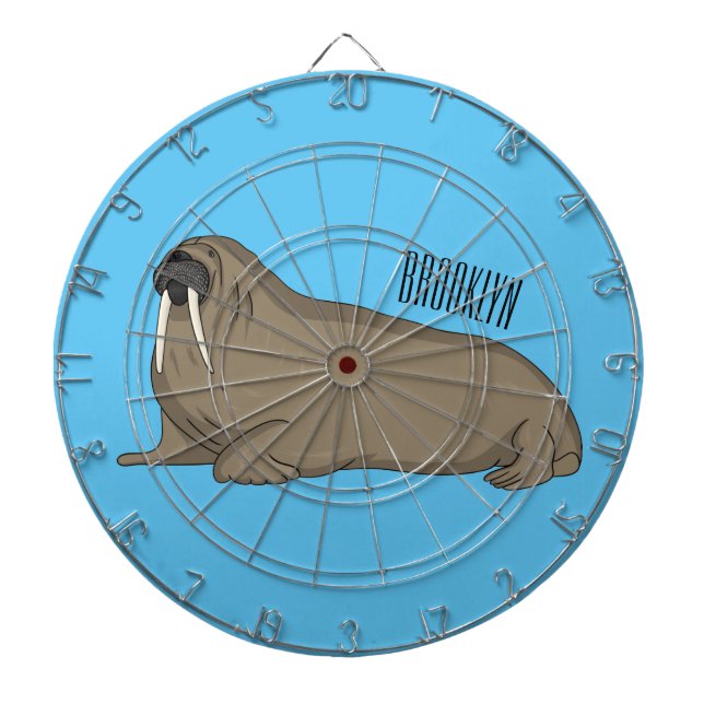 Walrus cartoon illustration  dart board (Front)