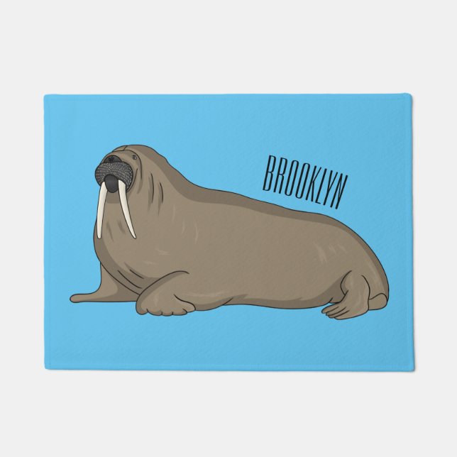 Walrus cartoon illustration doormat (Front)
