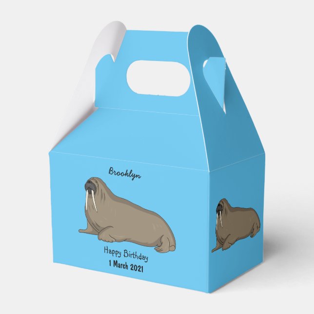 Walrus cartoon illustration favor boxes (Front Side)