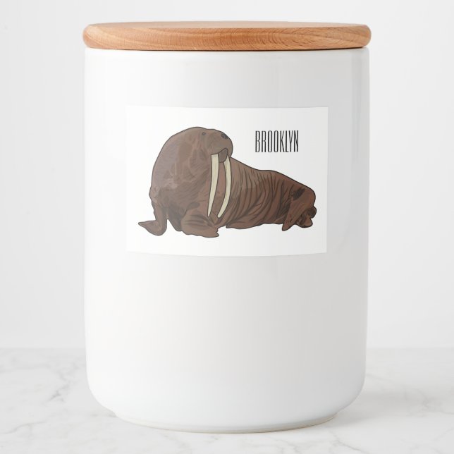 Walrus cartoon illustration food label (Front)