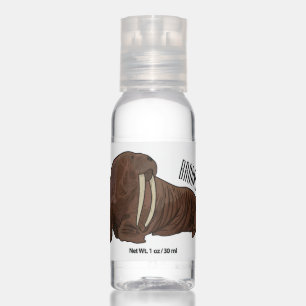 Walrus cartoon illustration  hand sanitizer