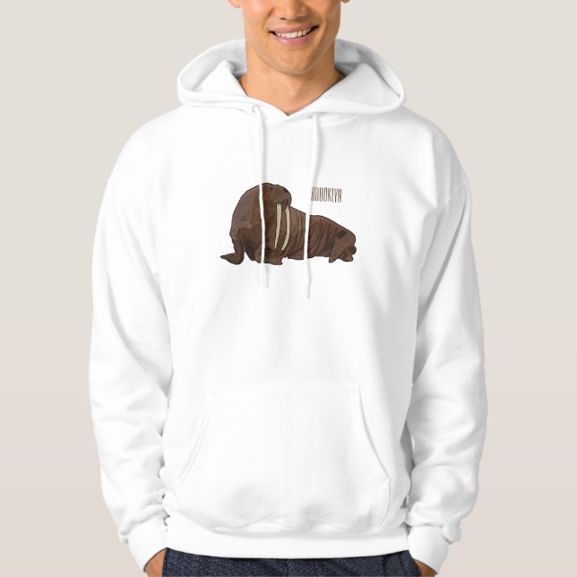 Walrus cartoon illustration hoodie (Front)
