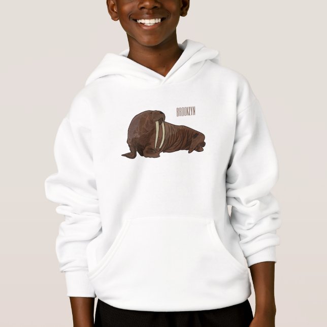 Walrus cartoon illustration hoodie (Front)
