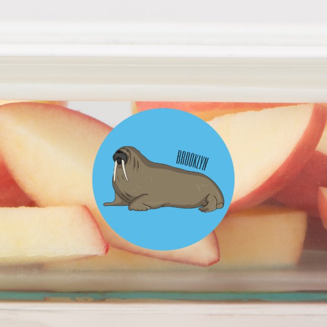 Walrus cartoon illustration  labels (Affixed)