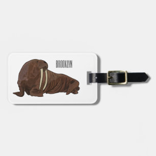 Walrus cartoon illustration luggage tag