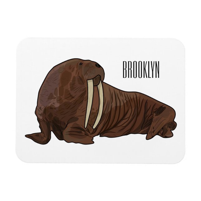 Walrus cartoon illustration magnet (Horizontal)
