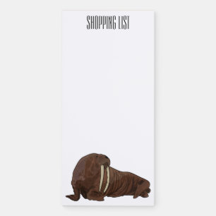 Walrus cartoon illustration magnetic notepad