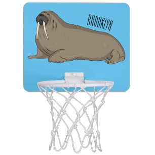 Walrus cartoon illustration mini basketball hoop