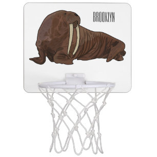 Walrus cartoon illustration mini basketball hoop