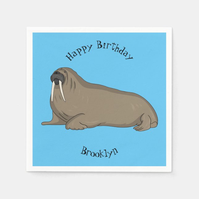 Walrus cartoon illustration  napkins (Front)