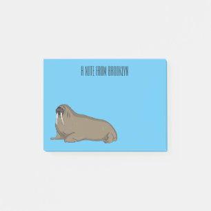 Walrus cartoon illustration post-it notes